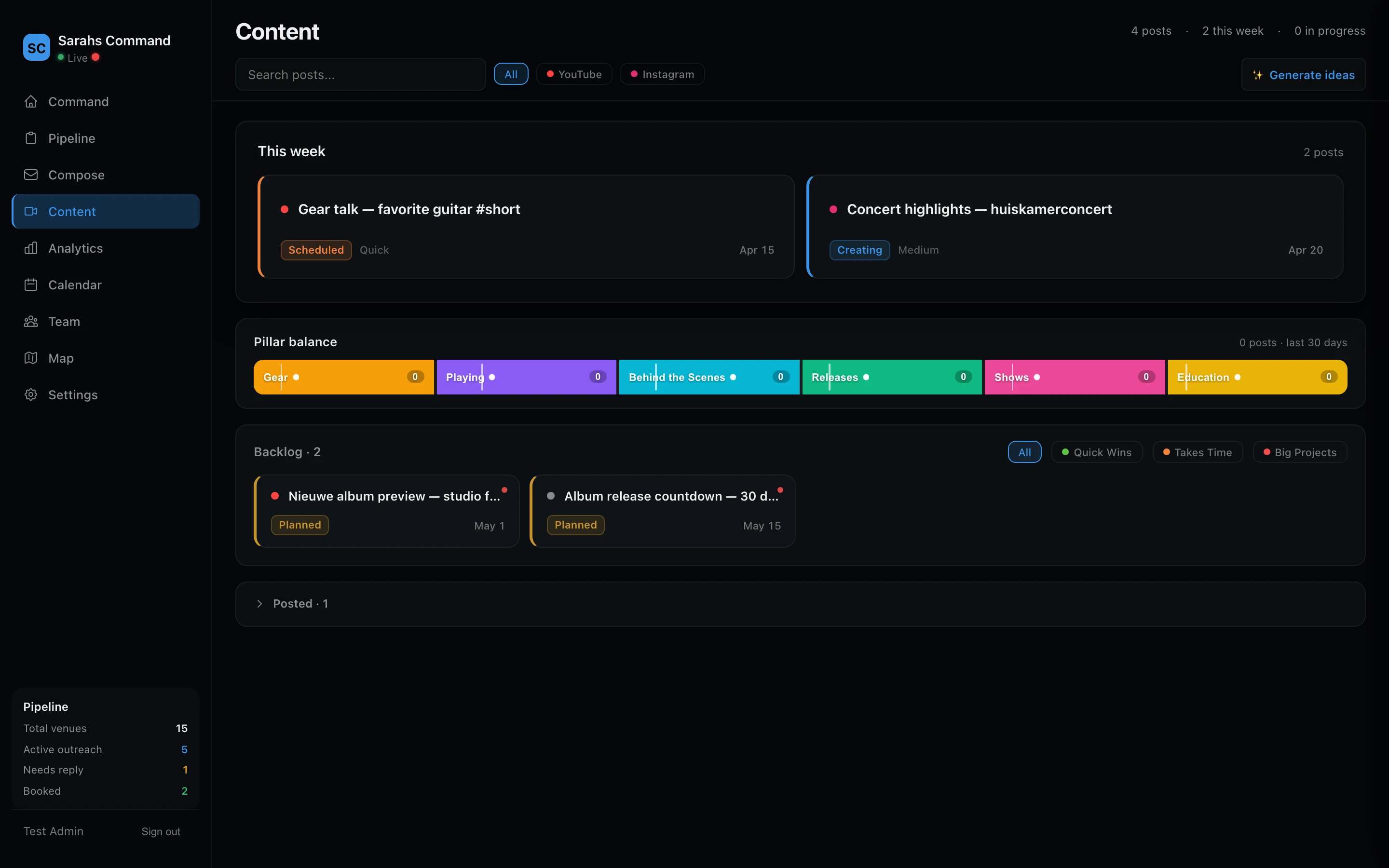 Content Calendar View